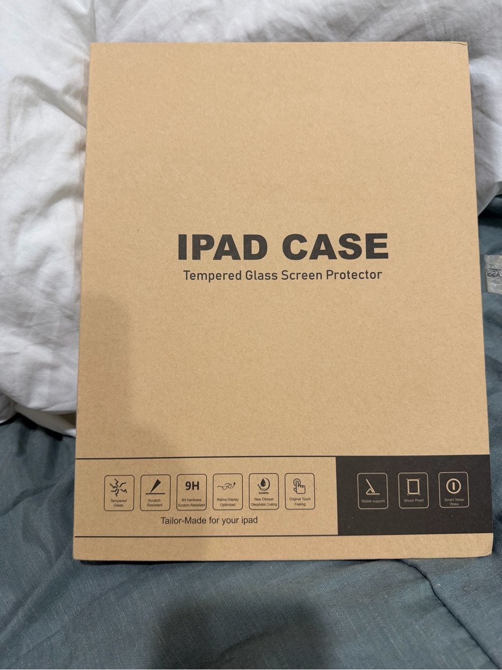 SUPFINE iPad 10.2” Case + Tempered Glass Screen Protector – Black – New